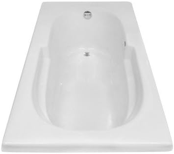 Carver Tubs - AR6032 - Modern Acrylic Fiberglass Whirlpool Bathtub, With Heated Jetted Air - White Acrylic Rectangle Tub - Built-in Armrest - Deep Relaxing Soak - 60"L x 32"W x 18"H