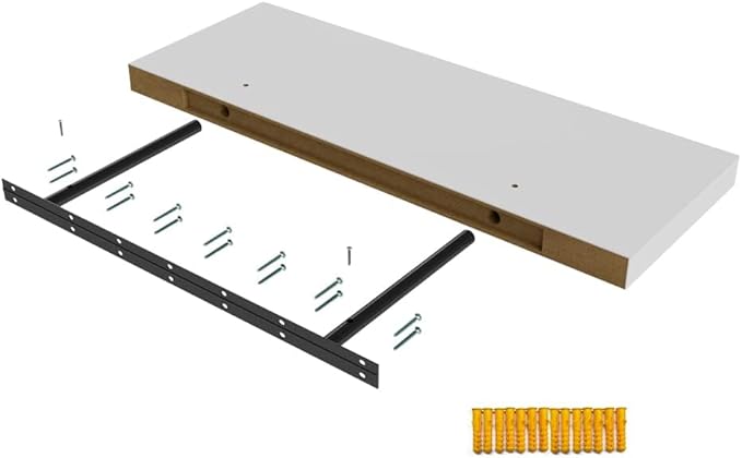 Floating Shelf, Set of 3 Wall Shelf, 24 in W x 12.75 in D x 2 in H Wooden Floating Wall Shelf with Invisible Brackets for Living Room/Bedroom/Bathroom/Kitchen Storage and Decor, White