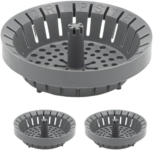 Kitchen Sink Strainer 3.25" - Dripsie Anti-Clog Food Catcher, Flexible Drain Basket, Dishwasher Safe, Standard Fit, Made in USA (3-Pack Gray)
