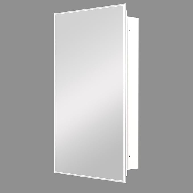 Bathroom Medicine Cabinet with 28x28 in Square Beveled Frameless Mirror,Wall Mounted Mirror Cabinet for Bathroom Toilet Kitchen,Recess or Surface Mount
