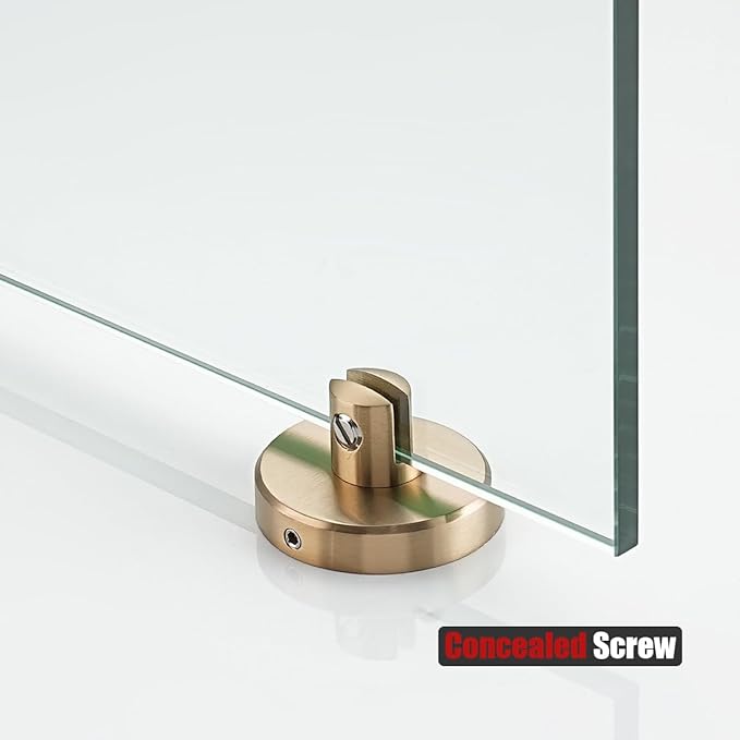 JQK Bathroom Glass Shelf, Tempered Glass Shower Storage 20 by 5 inches, 304 Stainless Steel Champagne Bronze Wall Mount, 2 Pack, TGS101L20-CB-P2