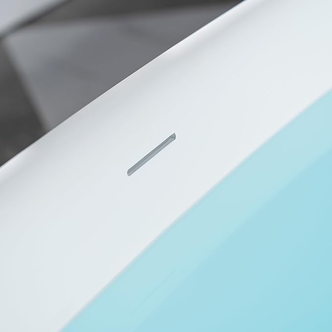 WOODBRIDGE 67" L x 32-5/8" W Luxury Contemporary Solid Surface Stone Resin Freestanding Bathtub in Matte White