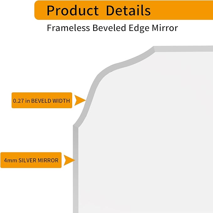 Silver Wall Mirror-Beveled Edge Frameless Mirrors for Bathroom, Vanity, Bedroom, Rectangle Mirrors(17.8X23.7inch)
