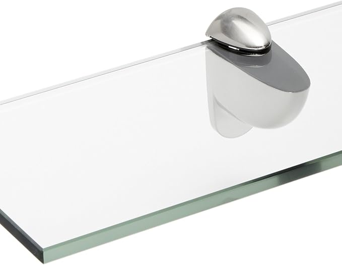 Spancraft Glass H-10x36-Brushed Steel Heron Glass Shelf, Brushed Steel, 10" x 36"