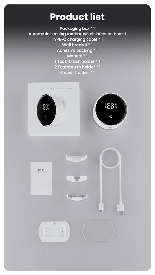 Toothbrush Holders for Bathroom, WONICO Toothbrush Sanitizer Holder, Tooth Brush Wall-Mounted Cleaner Organizer with Auto-Inductive Cover, Air Drying Fits Most Electric, Manual and Kidsโ Toothbrushes