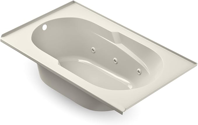 Jacuzzi SIGNATURE Acrylic Drop-In Bathtub, Jet Massage Tub, Slip Resistant, Left Drain Placement, 60" (L) x 36" (W), Rectangle, Oyster