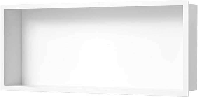 Stainless Steel Shower Niche 30" X 12" White No Tile Needed Niche Shower Recessed Wall Horizontal Niches for Bathroom Storage Over Mount Installation
