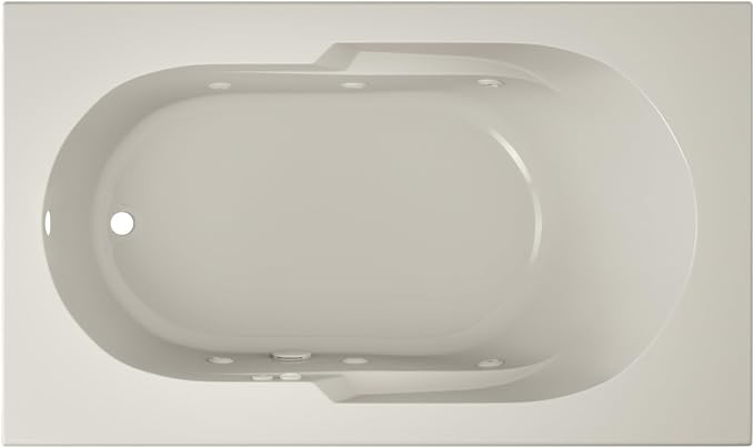 Jacuzzi SIGNATURE Acrylic Drop-In Bathtub, Jet Massage Tub, Slip Resistant, Left Drain Placement, 60" (L) x 36" (W), Rectangle, Oyster