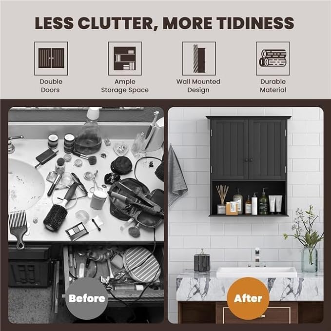 Safeplus 28" H x 23.5" W Wall Mount Medicine Cabinets with Adjustable Shelf and 2-Door for Bathroom Living Room