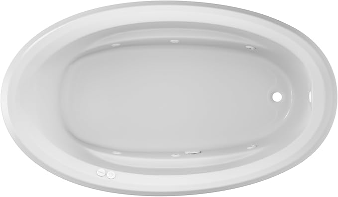 Jacuzzi SIGNATURE Acrylic Drop-In Bathtub, Heated Jet Massage Tub, Slip Resistant, Right Drain Placement, 72" (L) x 42" (W), Oval, White