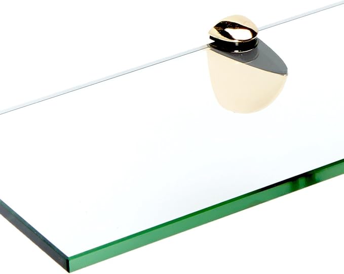 Spancraft Glass P-4.75x21-Brass Peacock Glass Shelf, Brass, 4.75" x 21"
