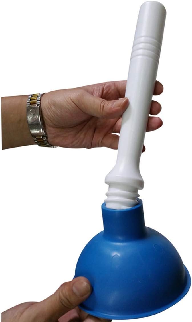 Coralpearl Drain Plunger, Small Hand Force Plumber Helper, Little 4 inch Cup Clog Remover, Tiny Rubber Unclogger in 9" Short Handle for Kitchen Sink, Bathroom Toilet, Shower Bath Tub (Blue + Green)