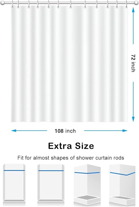Linen Ivory Shower Curtain Cream, Linen Textured Heavy Duty 230GSM Fabric Shower Curtain Set, Boho Farmhouse Shabby Chic Rustic Shower Curtains for Bathroom Waterproof Decorative - 108"x72" Beige