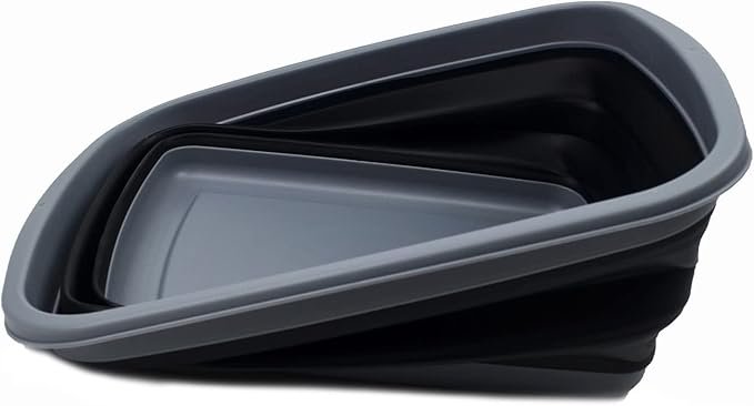 SAMMART 10L (2.6 Gallons) Collapsible Tub - Foldable Dish Tub - Portable Washing Basin - Space Saving Plastic Washtub (Dark Grey/Black, 1)