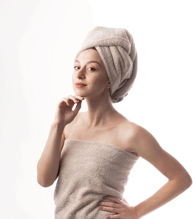 Hencely Luxury Hand Towel - Set of 2 (16x28 Inches) - Soft Turkish Cotton, Absorbent, Quick-Drying Face, Body, Kitchen, and Bathroom Towel (Hand Towels 2 Pack, Beige)