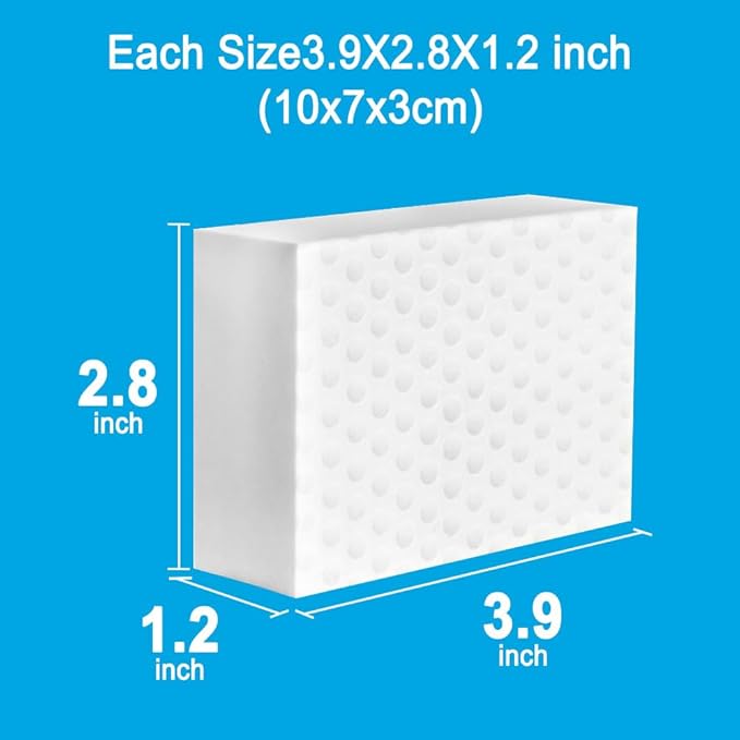 10 Pack Magic Sponge Eraser 2X Thick and Long Lasting Melamine Cleaning Sponges in Bulk - Multi Surface Scrubber Foam Cleaning Pads - Bathtub, Floor, Baseboard, Bathroom, Wall Cleaner (3.9*2.4*0.8in)