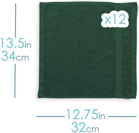 Hearth & Harbor Washcloths 12 Pack - 100% Cotton Washcloth for Body and face, High Absorbent and Soft 13"x13" Body Wash Cloth, Quick Dry - Hunter Green Washcloths