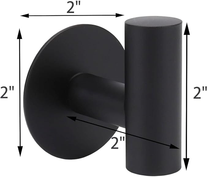 TocTen Bath Towel Hook, Strong Self Adhesive Robe Hook, SUS 304 Stainless Steel Stick on Wall Coat/Clothes Hook No Drilling, Shower Wall Hook for Bathroom Kitchen Office Closet(Matte Black, 5 Pack)
