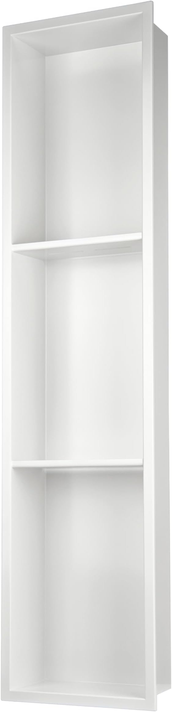 Narrow Shower Niche with Shelf,Stainless Steel recessed Wall Niche ,Three-Tier Shelves with Bathroom Storage/Remodel, Matte White ( 8"x 36")