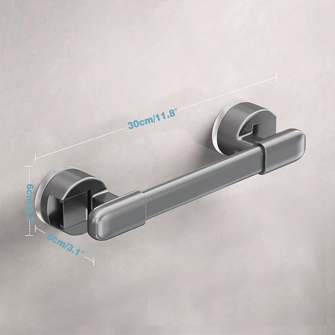 Suction Grab Bars for Showers,Bathroom Shower Grab Bar, Suction Cup Mount, Removable Shower Grab Bar, Suction Cup Grab Bar No Drilling Required, Gray