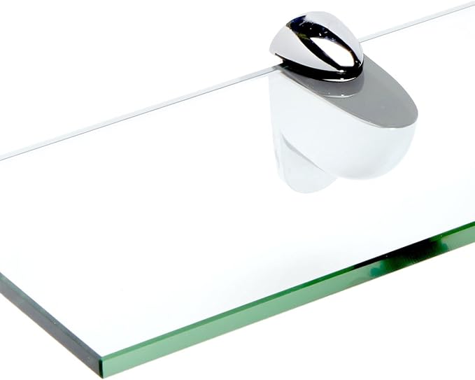 Spancraft Glass H-6x21-Chrome Heron Glass Shelf, Chrome, 6" x 21"