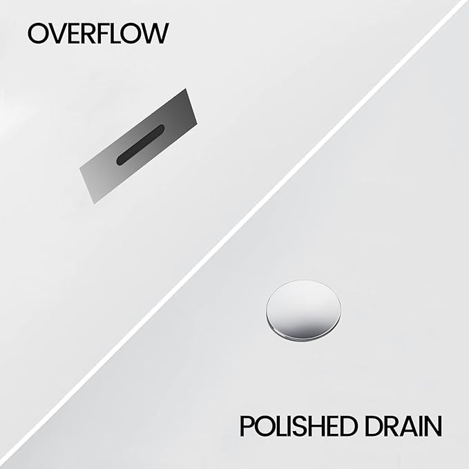 59'' Deep Soaking Acrylic Freestanding Bathtub, Modern White Tub for Bathrooms with Non-Slip Base, Chrome Drain, cUPC Certified Free Standing Bath Tub