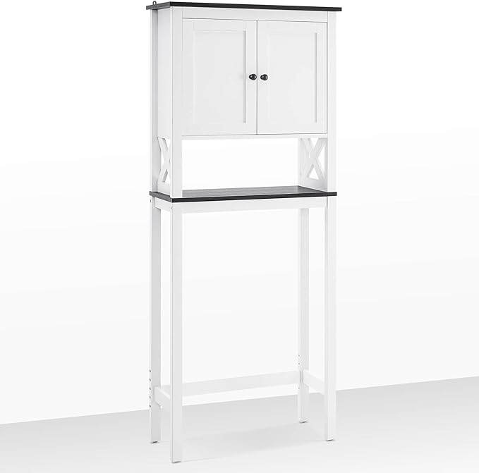 ivinta Over The Toilet Storage Cabinet, 3-Tier Bathroom Storage Cabinet with Adjustable Shelf and Doors, Freestanding Space Saver Above Toilet for Bathroom Laundry Restroom BT09 (White)