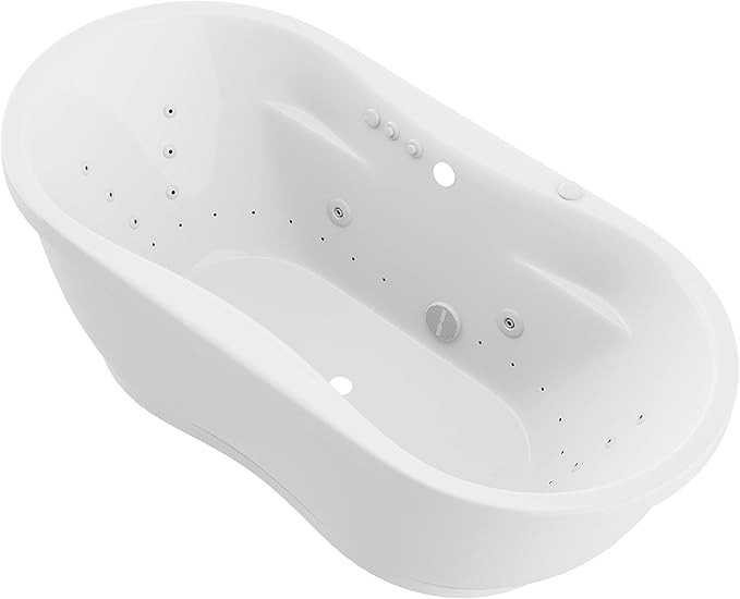 ANZZI Freestanding Tub 36" x 71", Whirlpool and Air Bath Tub in White, Aromatherapy, Whirpool Jetted, 6 ft., Lori Series (FT-AZ102)