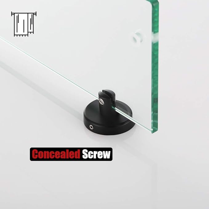 JQK Bathroom Glass Shelf, Shelf with 29 Inch Towel Bar Tempered Glass Shower Storage 30 by 5 inches, 304 Stainless Steel Matte Black Wall Mount, TGS100L30-PB