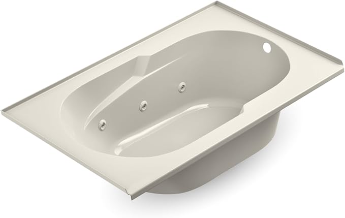 Jacuzzi SIGNATURE Acrylic Drop-In Bathtub, Jet Massage Tub, Slip Resistant, Right Drain Placement, 60" (L) x 36" (W), Rectangle, Oyster