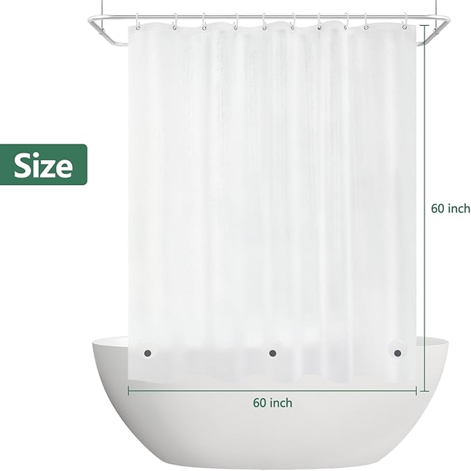60 x 60 inch Small EVA Frosted Shower Curtain Liner, Bpa-Free Shower Curtain Short with 3 Extra-Large Magnets, Waterproof Vinyl Bathroom Window Curtain Translucent for Privacy