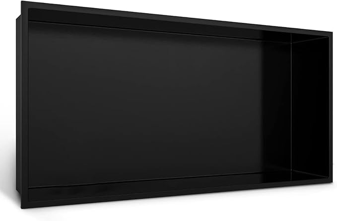 12" X 24" Shower Niche Insert Tile Ready, Niche for Shower Wall, Stainless Steel Recessed Shelf No Tile Needed for Bathroom Storage, Matte Black