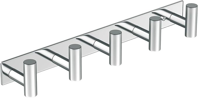 Wall Mounted Coat Rack-5 Hooks, Heavy Duty Stainless Steel Wall Hooks for Towel Coat Bag, Hat Rack Coat Hanger Coat Hooks Towel Racks for Bathroom Entryway Kitchen Hotel (Glossy, 1 Pack)