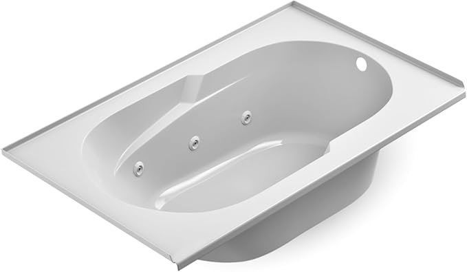Jacuzzi SIGNATURE Acrylic Drop-In Bathtub, Jet Massage Tub, Slip Resistant, Right Drain Placement, 60" (L) x 36" (W), Rectangle, White