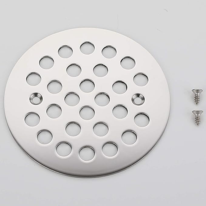 4-1/4Inch Screw-in Shower Strainer Drain Cover Replacement Floor Strainer Floor Drain, (Chrome)