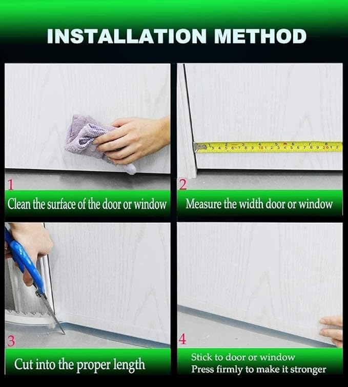 Weather Stripping Door Seal – 33ft Extra-Wide Silicone, Strong Adhesive, Seals Large Gaps for Maximum Winter Cold Protection and Weatherproofing, 1.8in Transparent