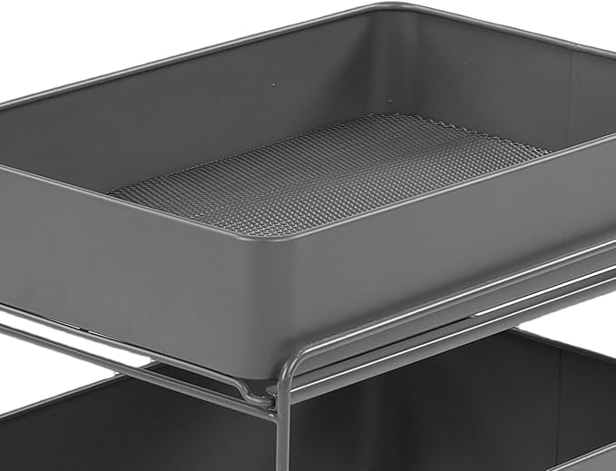 Asixxsix 3 Tier Under Sink Organizer, Pull Out Kitchen & Bathroom Storage Organizer with Sliding Mesh Drawers, Slide Out Space Saver Rack for Kitchen Bathroom Cabinet, Black