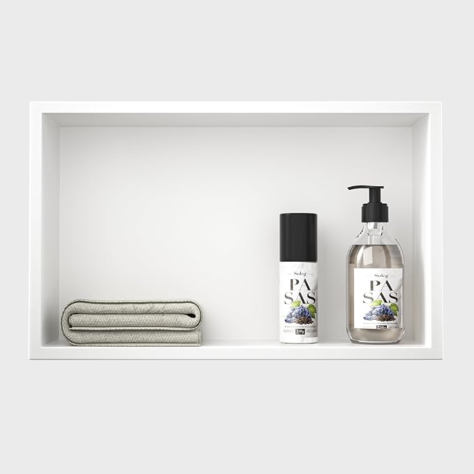 Stainless Steel Shower Niche 20" X 12" White No Tile Needed Niche Shower for Bathroom Storage Recessed Wall Shelf Over Mount Installation