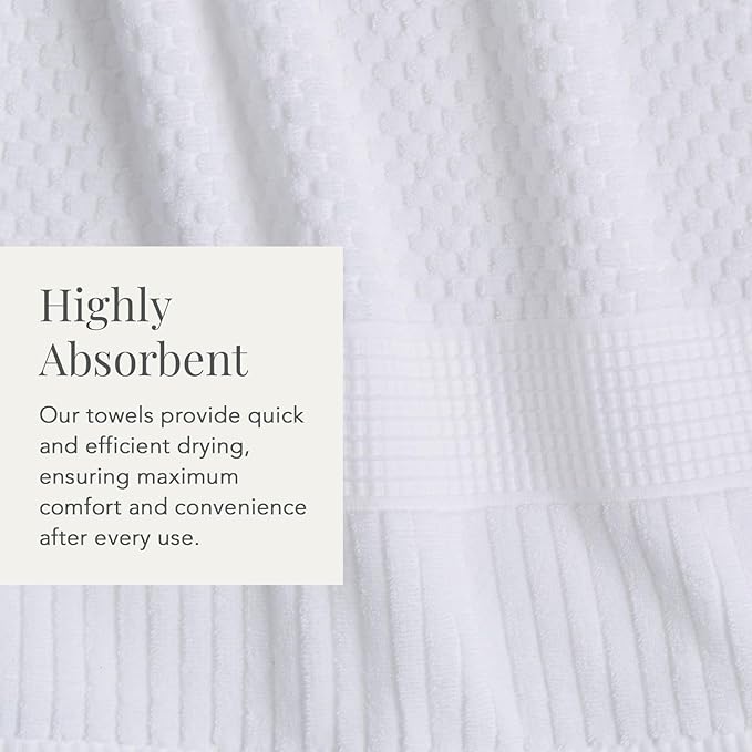 NY Loft 100% Cotton 2 Pack Bath Sheet Towel Set | Absorbent Quick-Dry Oversize Bath Towels | Textured and Durable Cotton | Bright White