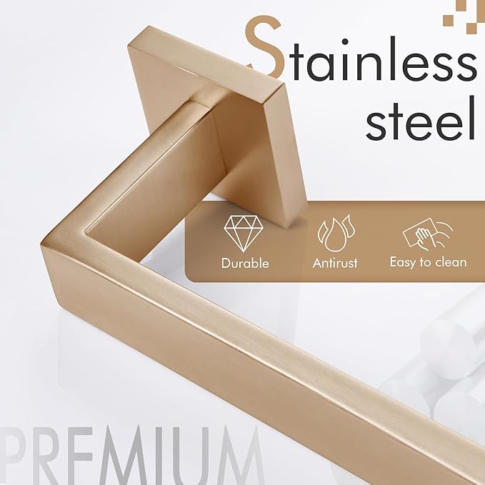KOKOSIRI 16-Inch Towel Bar for Bathroom Wall Kitchen Towels Holder Wall Mount SUS304 Stainless Steel Towel Rack, Champagne Bronze B4003CPG-L16