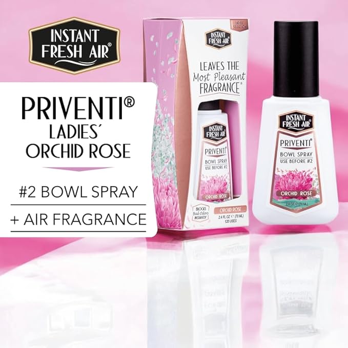 Signature PRIVENTI for Women Toilet Spray, Orchid Rose Scent Bathroom Spray, Noxban Technology Odor Elimination, Travel Size Long-Lasting Freshness for Home, Travel or Work, 2.4 Oz. -INSTANT FRESH AIR