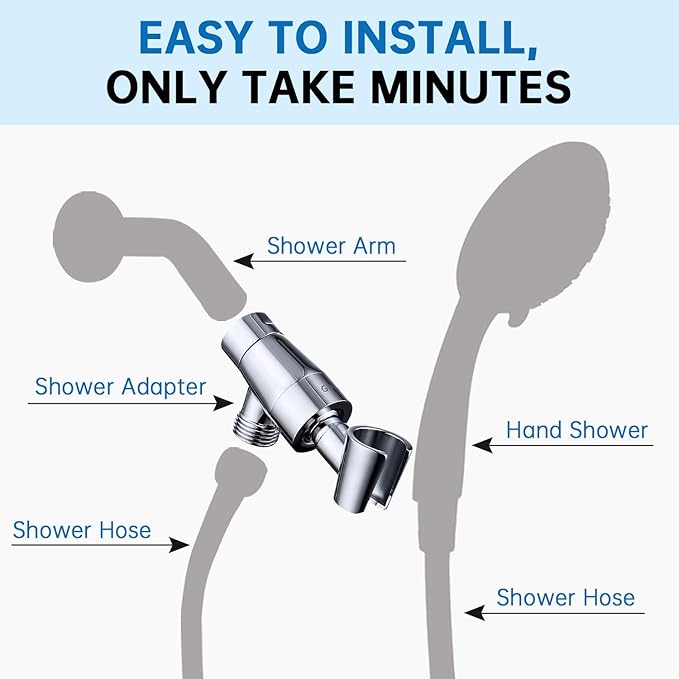 G-Promise Metal Shower Head Holder for Hand Held, Adjustable Bracket, Universal Shower Arm Mount, Chrome Finish