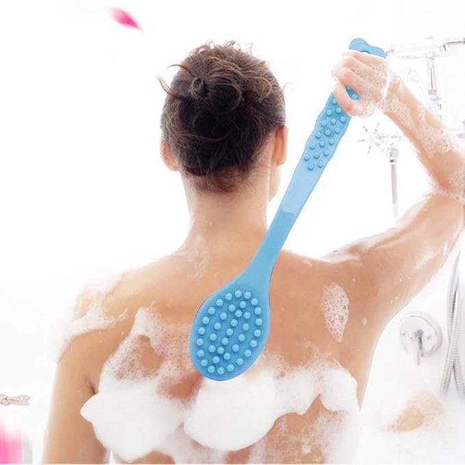 Long Handle Bath Brush for Shower-Soft & Comfortable Dry Skin Body Massage Brush Back Exfoliation Brushes (blue and Pink)