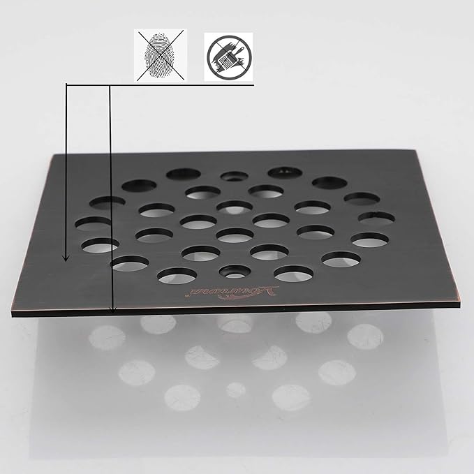 Square 4-1/4-inch Screw-in Shower Floor Drain Grate Strainer (Oil Rubbed Bronze)(Isn't Black)