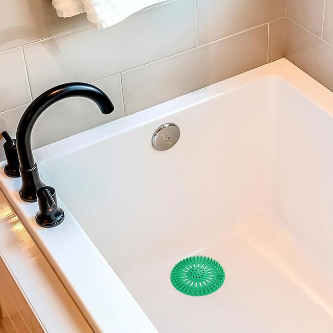 Drain Hair Catcher Durable Silicone Hair Stopper Shower Drain Covers with Iron Easy to Install and Clean Shower Drain Hair Trap Suit for Bathroom Bathtub Tub and Kitchen 5 Pack