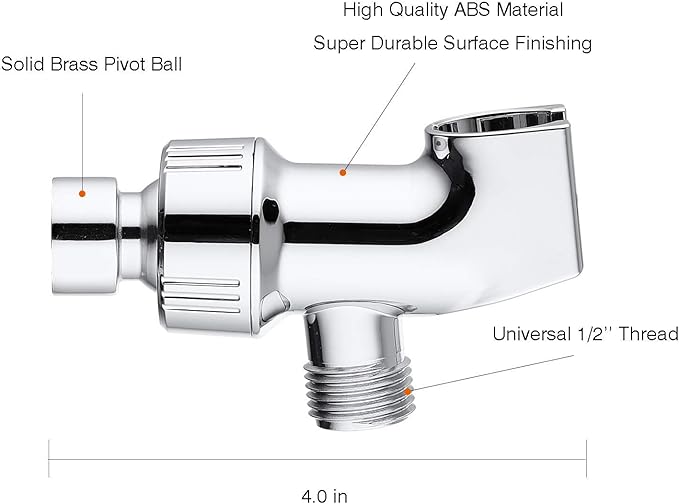 2PCS Universal Shower Head Holder, Adjustable Arm Mount Bracket, Brass Swivel Ball Adapter - Chrome
