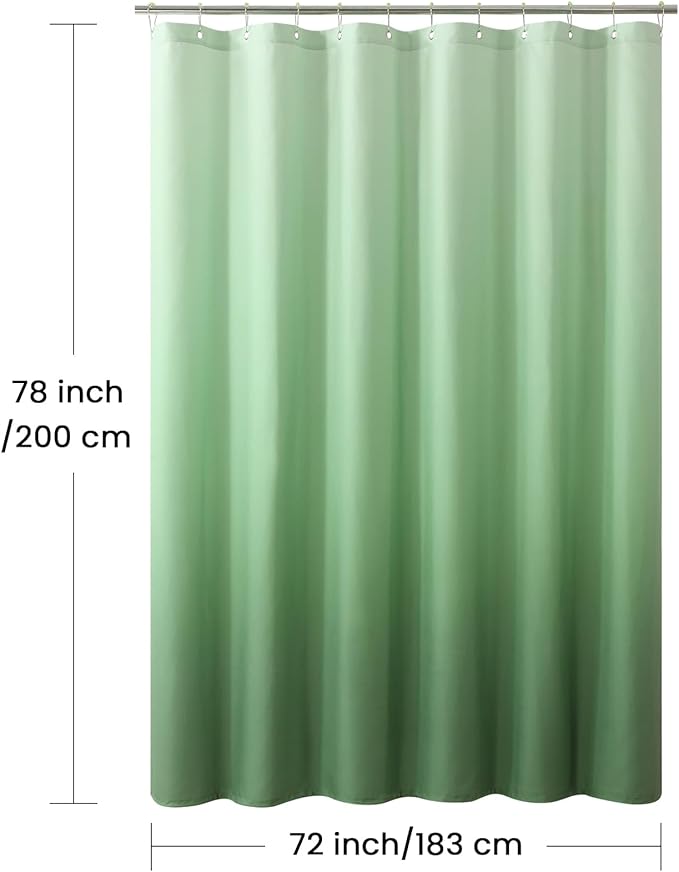 Fabric Shower Curtain 78 Inches Long, Sage Green Ombre Modern Shower Curtains for Bathroom, 72" W x 78" H