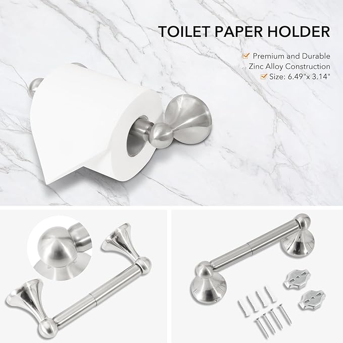4 Piece Bathroom Hand Towel Holder Set, Adjustable Towel Racks for Bathroom Wall Mounted, Stainless Steel Brushed Nickel Towels Bar, 24 Inch Bath Room Accessories Set