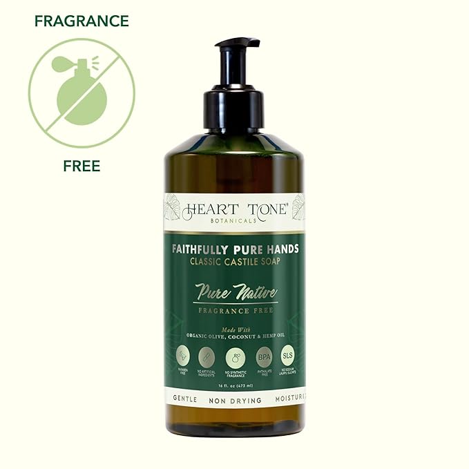 Liquid Castile Soap | Organic Olive and Coconut Oils | Non Drying Formula For All Skin Types | Naturally Fragranced Essential Oils (Fragrance Free)