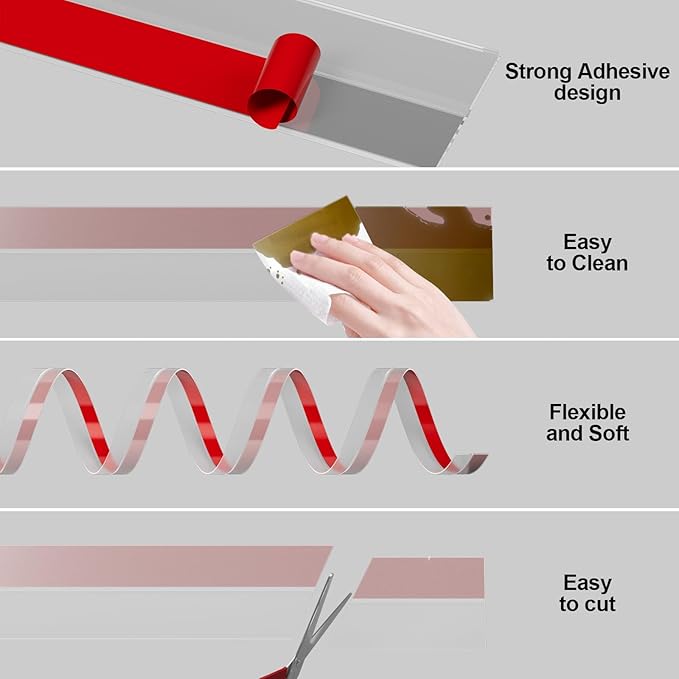 Heavy-Duty 2Inch (W) x 36FT(L) Door Weather Stripping, Extra Thick 2mm Door Draft Stopper Silicone Seal Strip, Draft Seal Tape for Doors Windows and Shower Glass Gap
